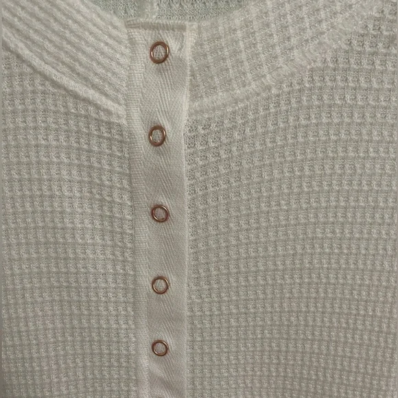 Free People White Waffle Knit Top - Picture 3 of 6